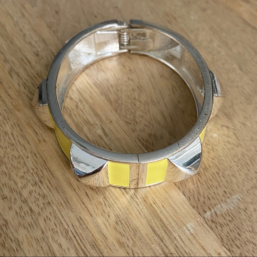 Silver and Yellow Studded Bangle Bracelet - Picture 17 of 17